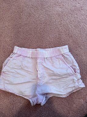 Zara Pale Pink Elastic-Waist Cotton Shorts